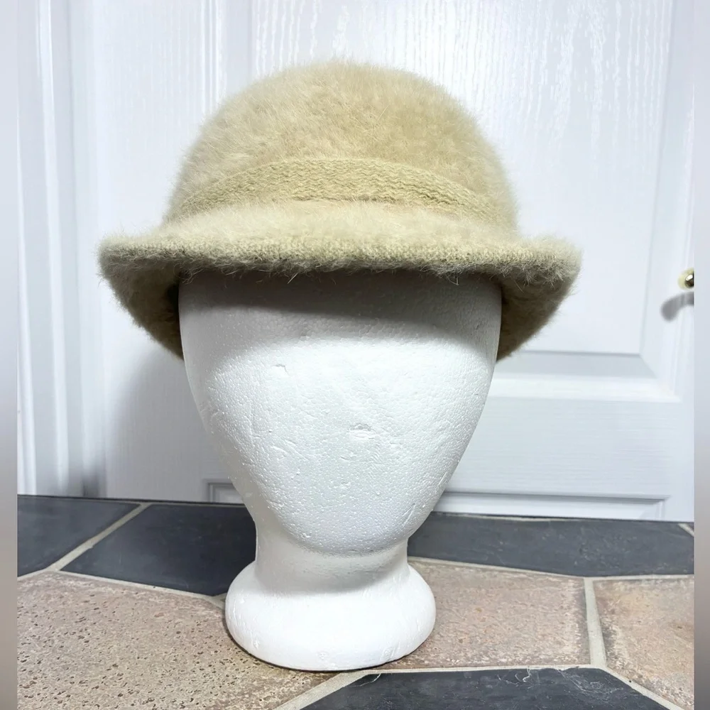 50s Betmar Angora Cloche Hat Beige Vintage Made In France